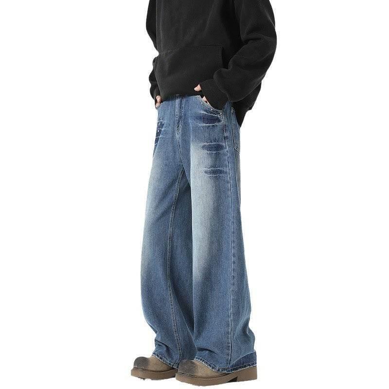 Men's Rivet Washed Loose Jeans