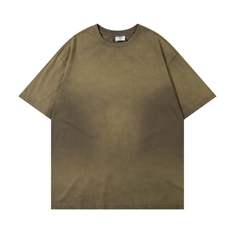 Wash Distressed Dirty Short Sleeve For Men Army Green MuddyStock