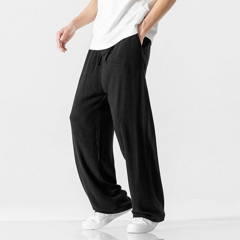 Linen Pants Men's Summer Loose Straight Casual Trousers MuddyStock