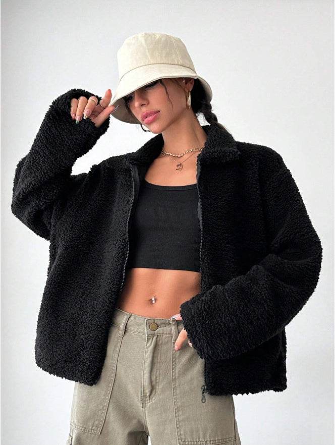 Women's Regular Fit Teddy Fleece Drop Shoulder Jacket MuddyStock