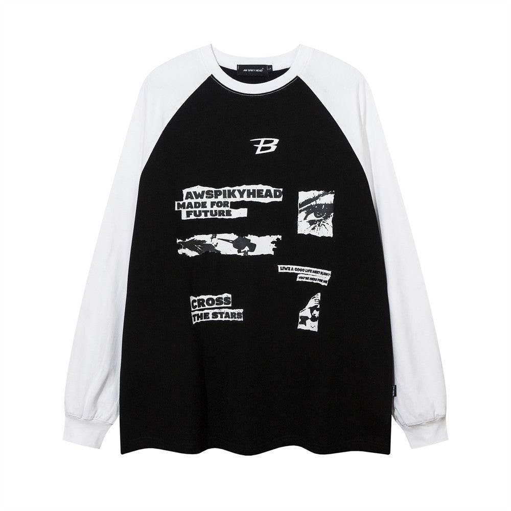 Letter Pattern Printed T-shirt For Men And Women Black