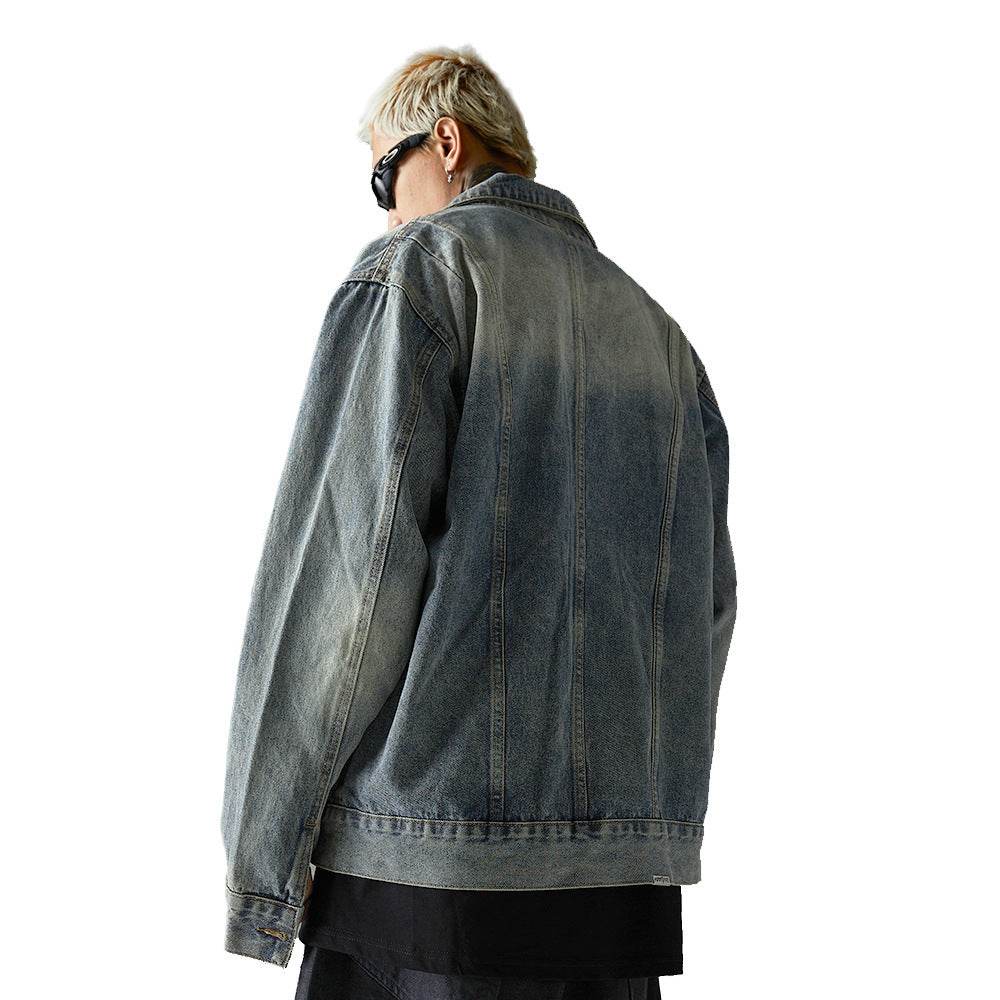 Washed And Worn Denim Clothes Jacket Men's Punk MuddyStock