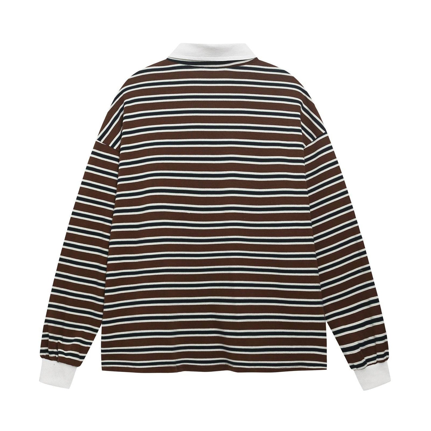 Retro Striped Letter Embroidered Polo Collar Long Sleeve T-Shirt For Men | MuddyStock Originals eprolo