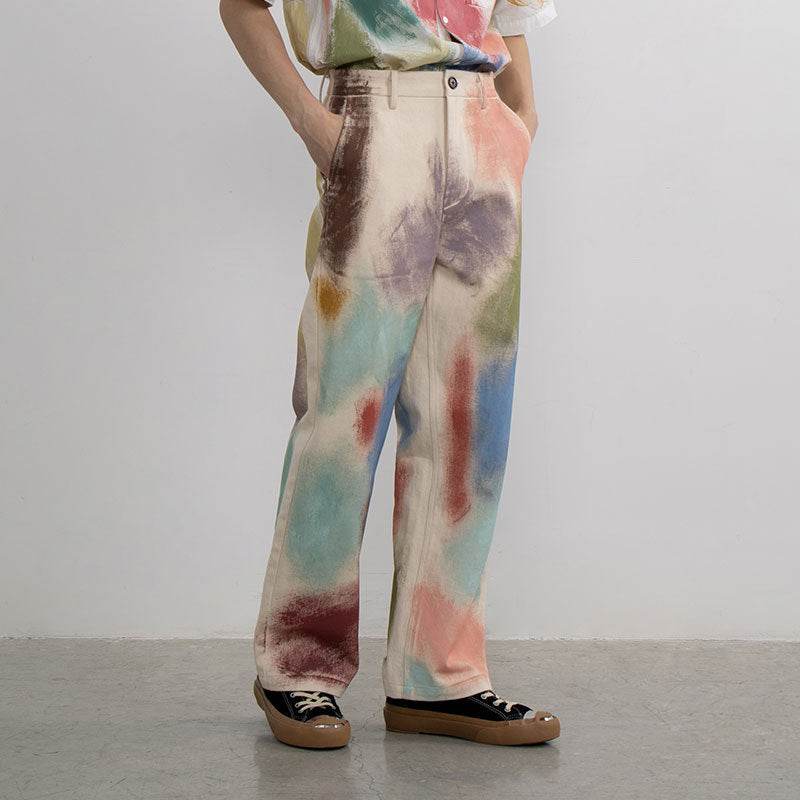 Ladies Fashion Straight Loose Hand Painted Painted Trousers MuddyStock