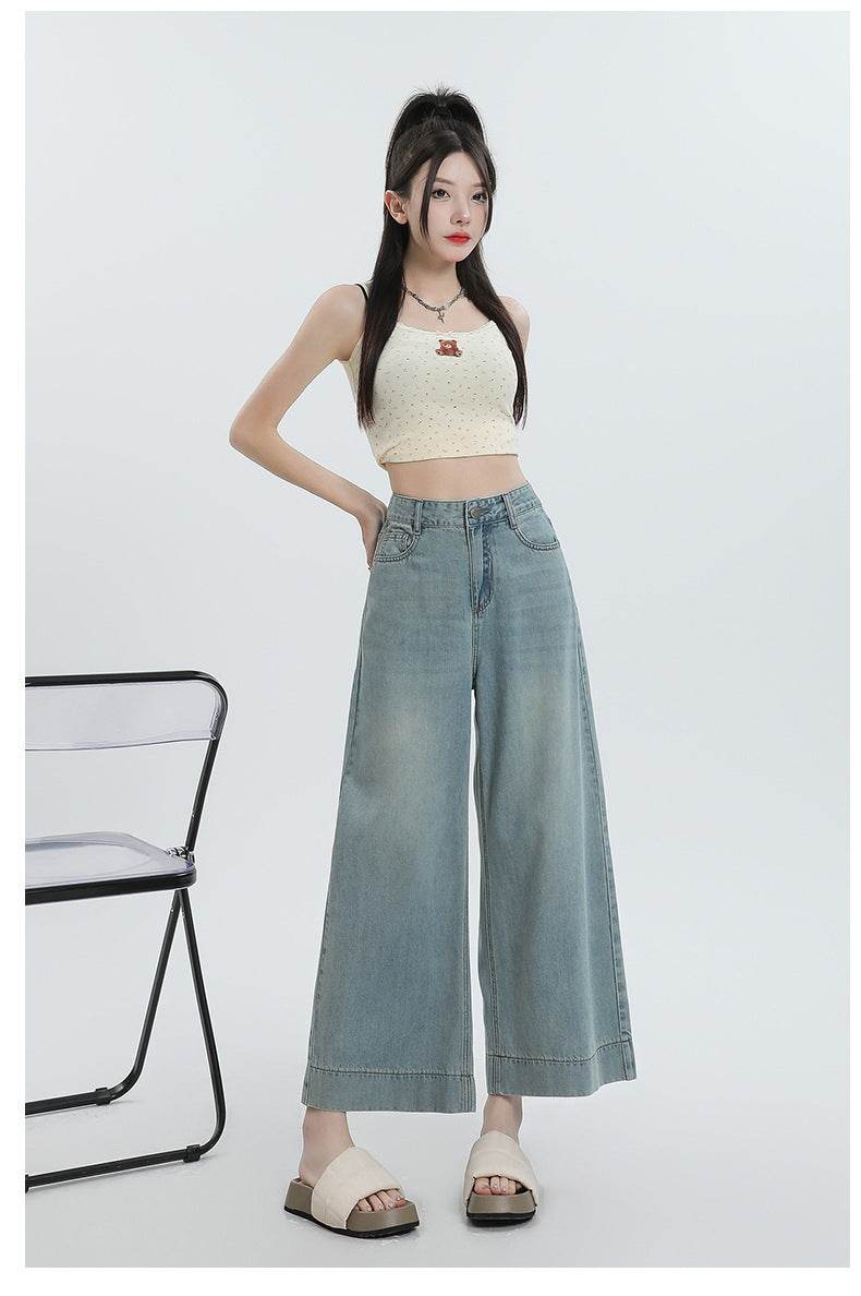 Straight Pear Shapes Ice Silk Wide-leg Pants MuddyStock