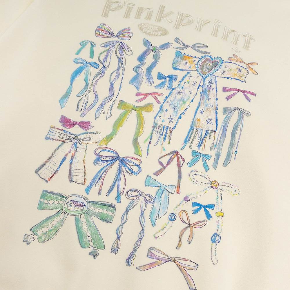Bow Graffiti Printed Hoodie For Women MuddyStock