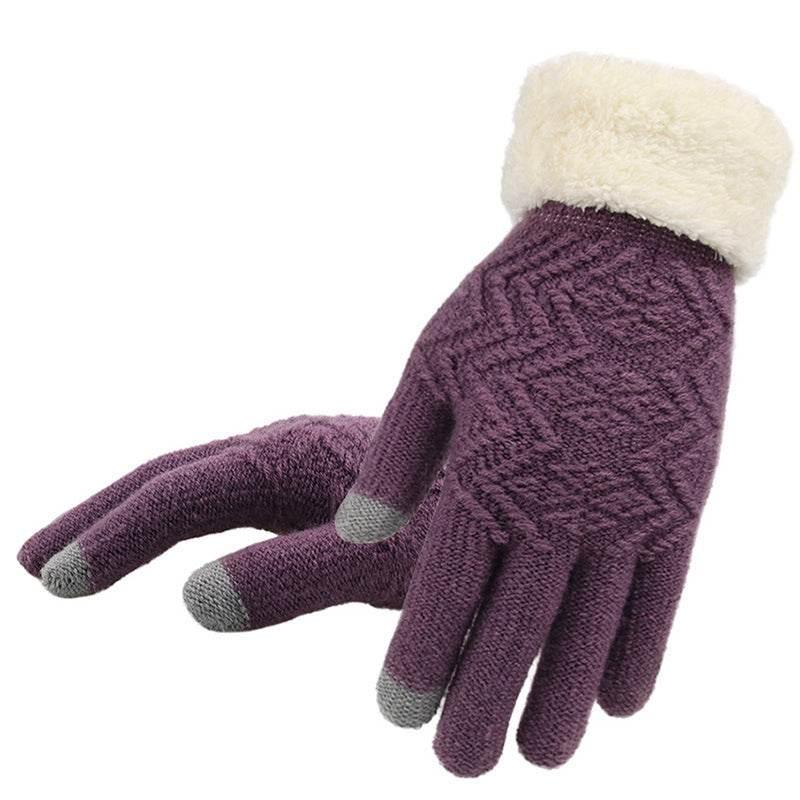 Winter knitted gloves Purple MuddyStock