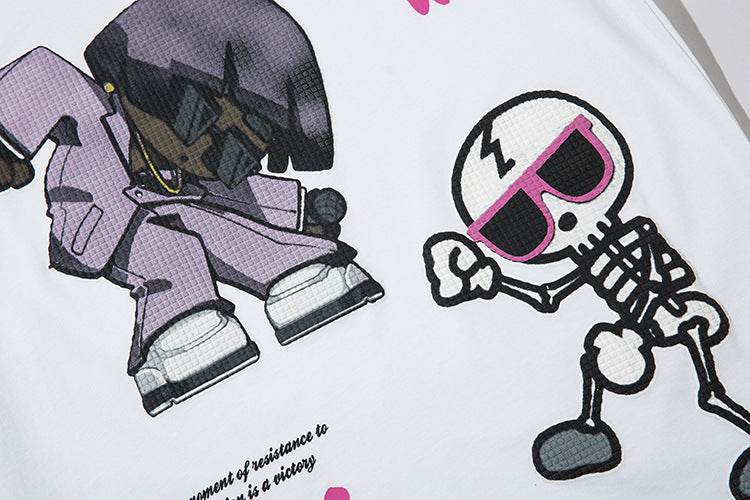 Skull Bone Cartoon Loose Top For Men And Women MuddyStock