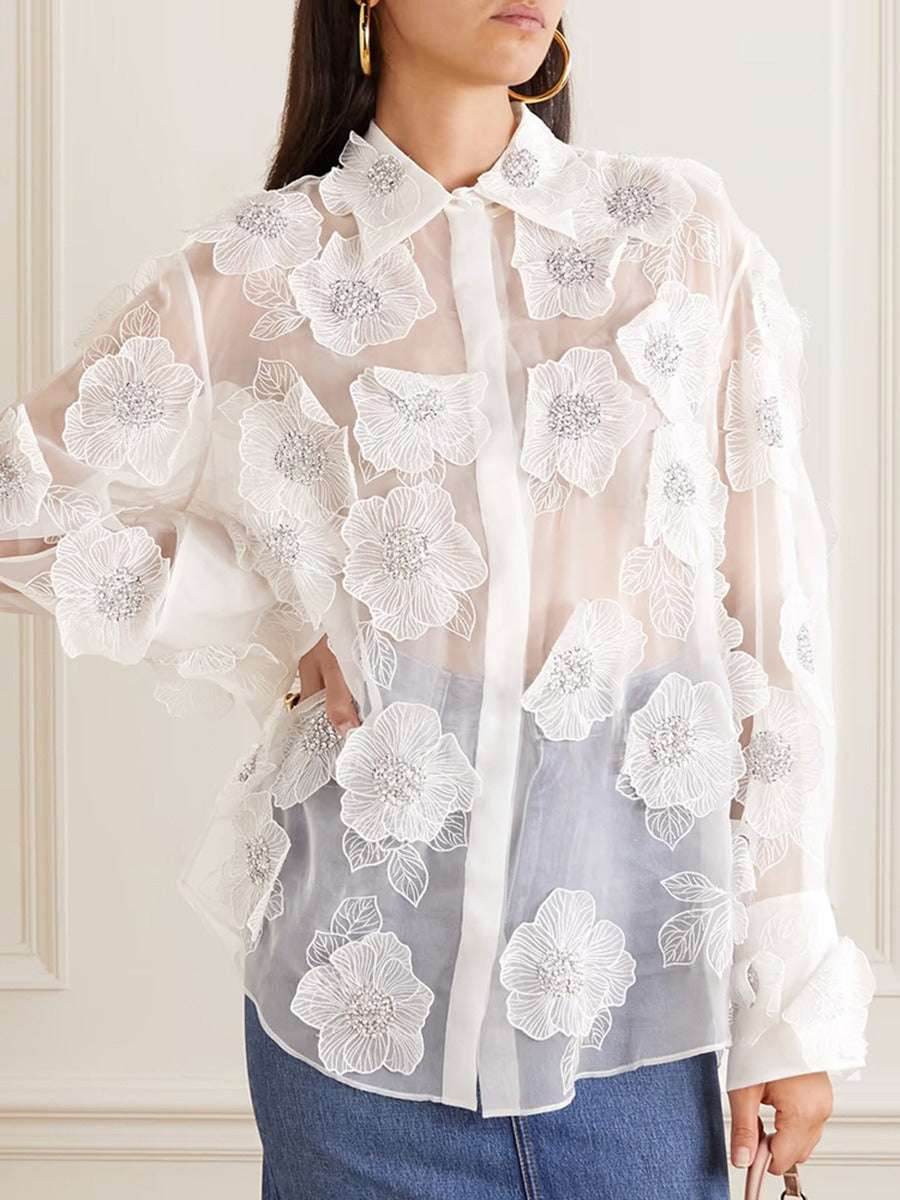 Flower sequined shirt top for women | MuddyStock Originals MuddyStock