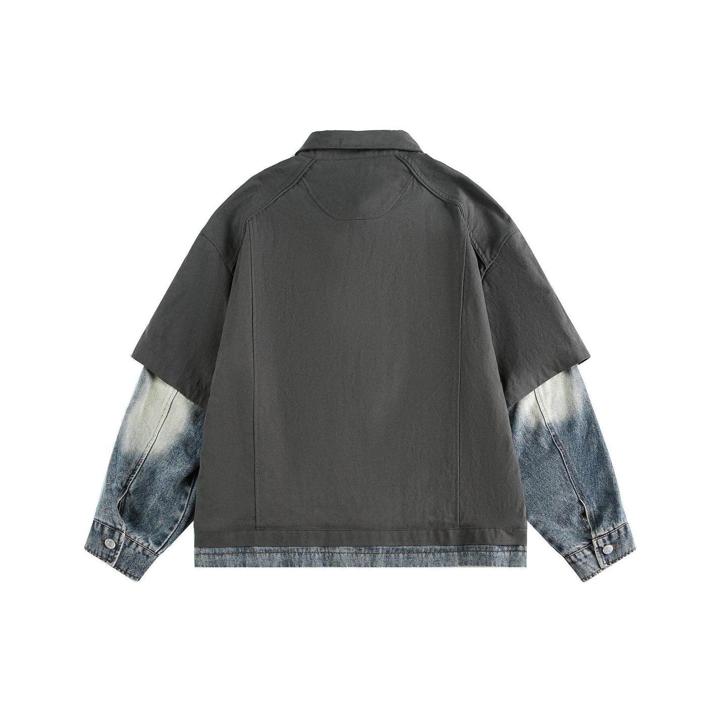 Splicing fake two denim shirts with retro loose fit for women | MuddyStock Originals MuddyStock