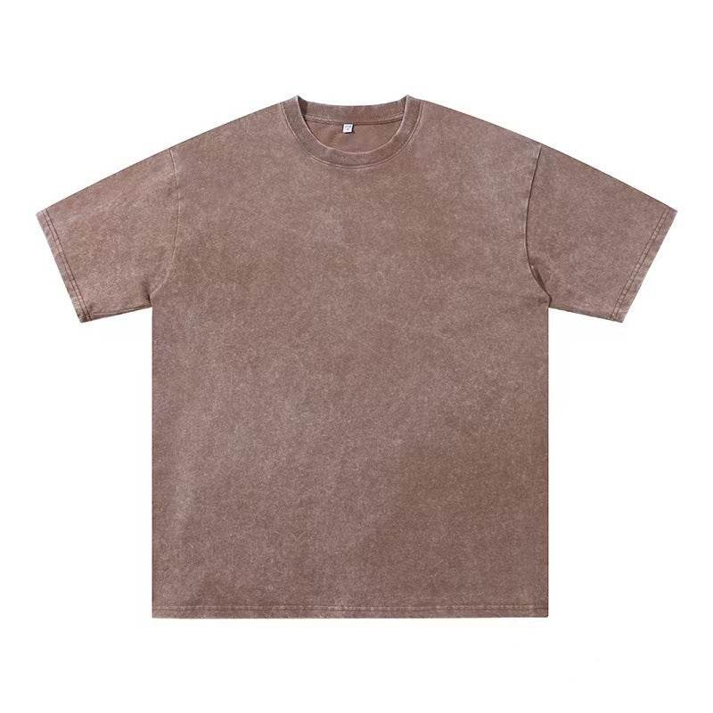 Summer New Round Neck Loose Retro Top Brown MuddyStock