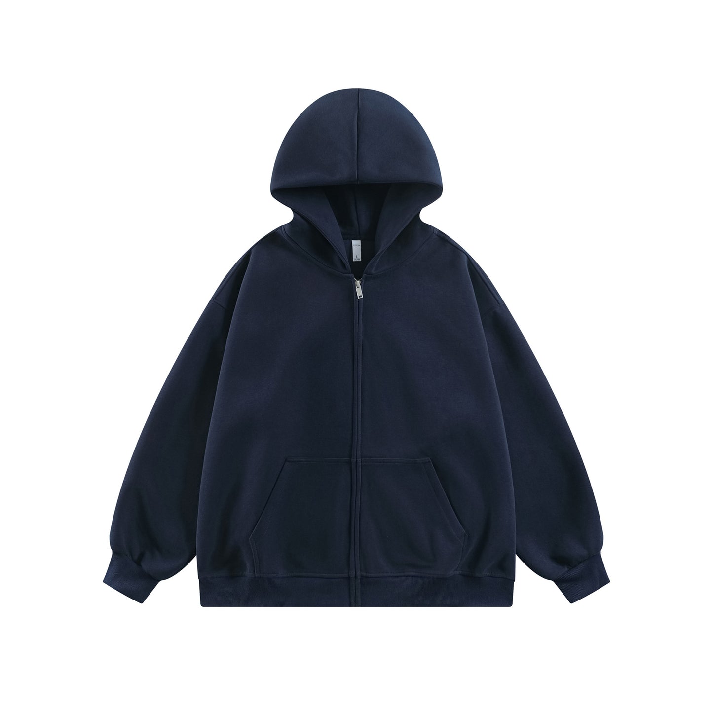 Retro Simple Versatile Loose Hooded Sweatshirt Cardigan Navy Blue eprolo