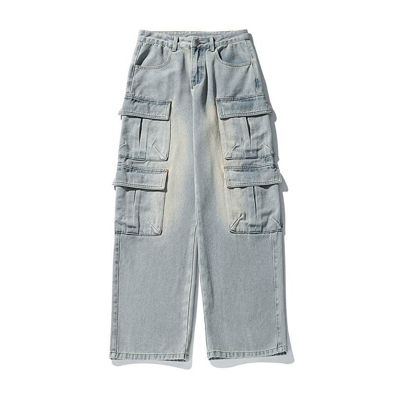 Workwear Multi-pocket Jeans For Men Blue MuddyStock
