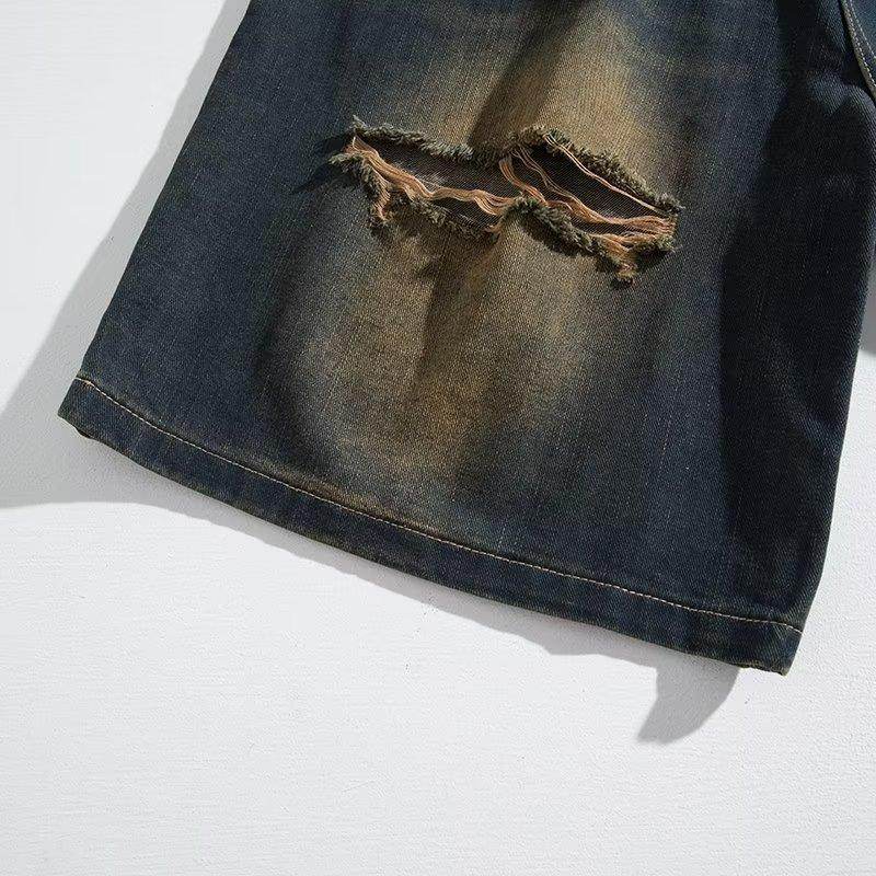 Ripped Denim Shorts For Men MuddyStock