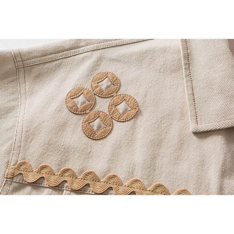 Copper Coin Embroidered Multi-pocket Jackets For Men And Women MuddyStock