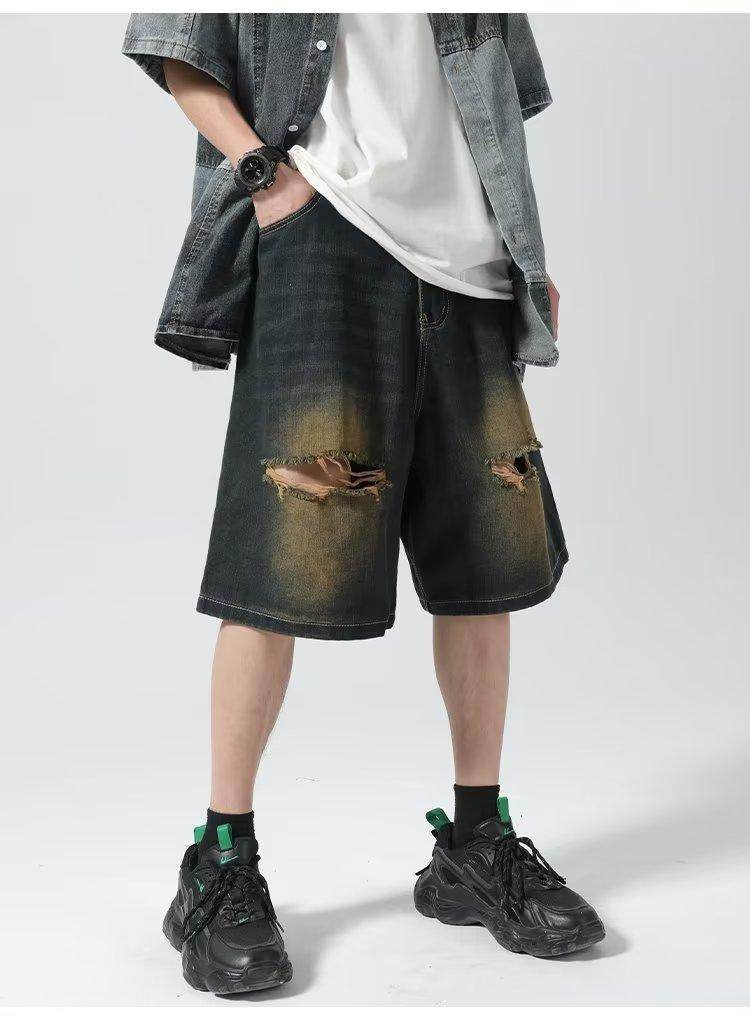 Ripped Denim Shorts For Men MuddyStock