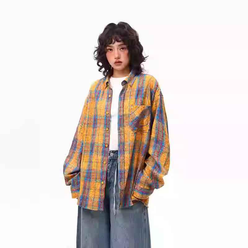 Plaid Shirt For Women Yellow null
