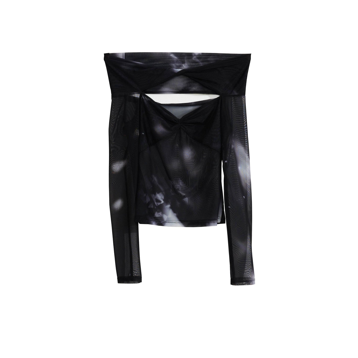 Hollowed Out Gauze Base Top Black MuddyStock
