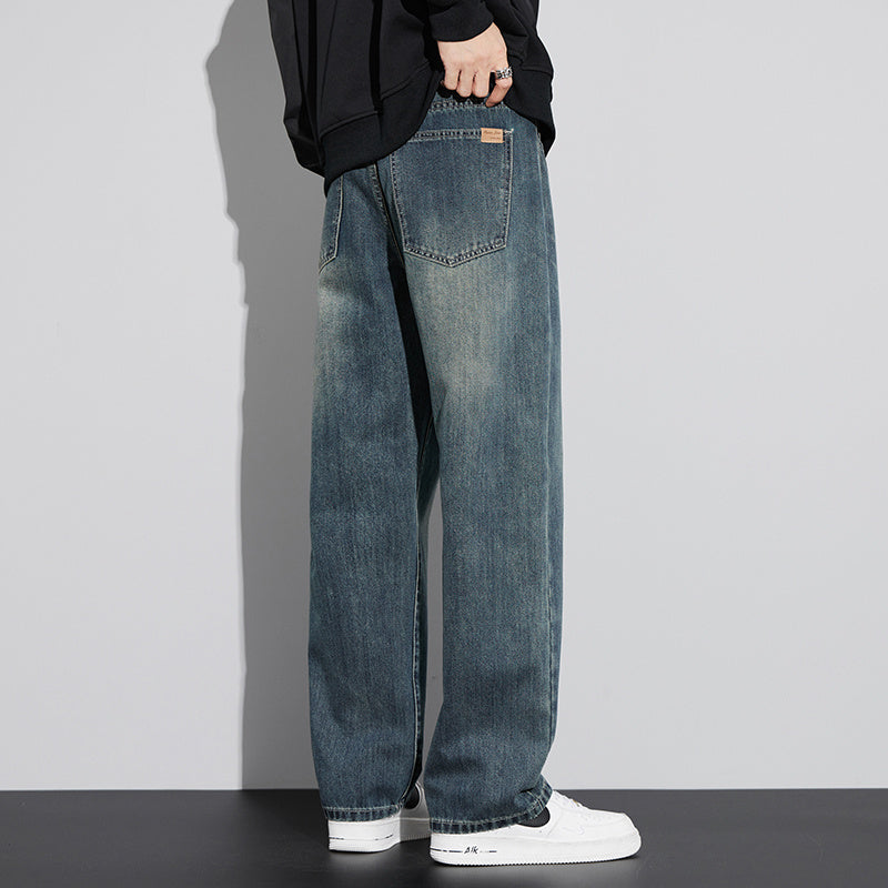 Retro Nostalgic Straight Jeans For Men Retro Blue MuddyStock