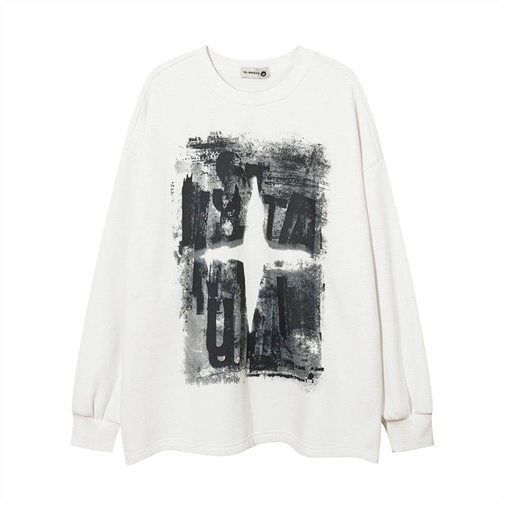 Round Neck Fleece-lined Sweatshirt For Women White MuddyStock