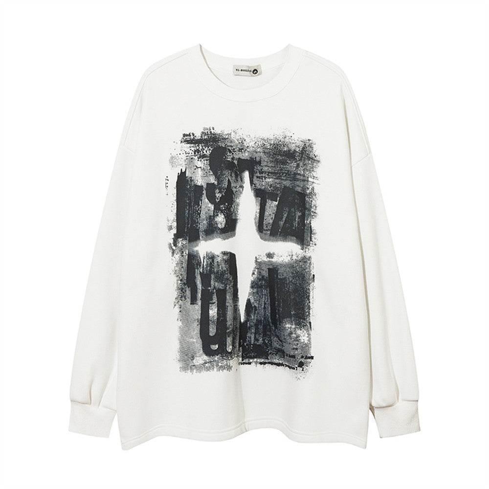 Round Neck Fleece-lined Sweatshirt For Women White