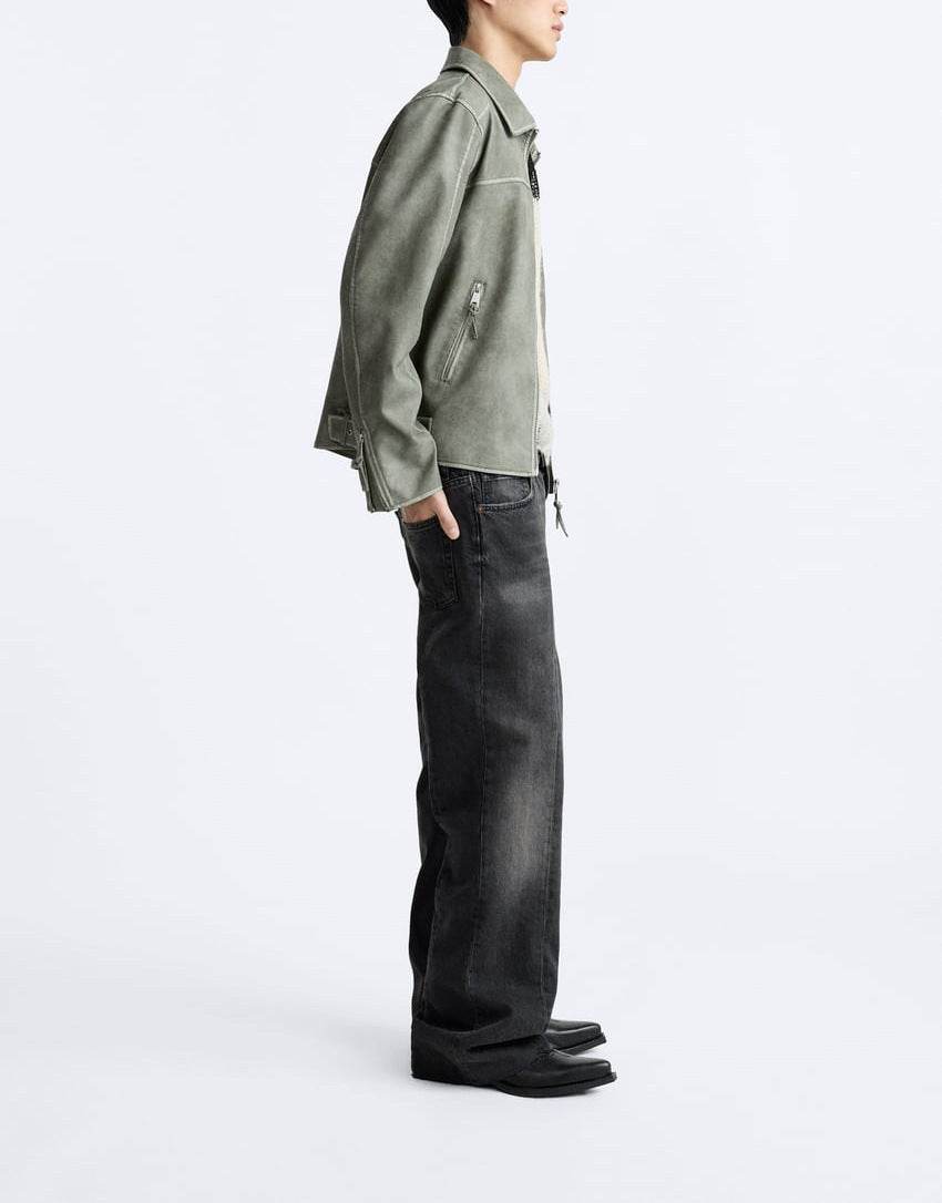 Men's Zipper Distressed Retro Washed Jacket MuddyStock
