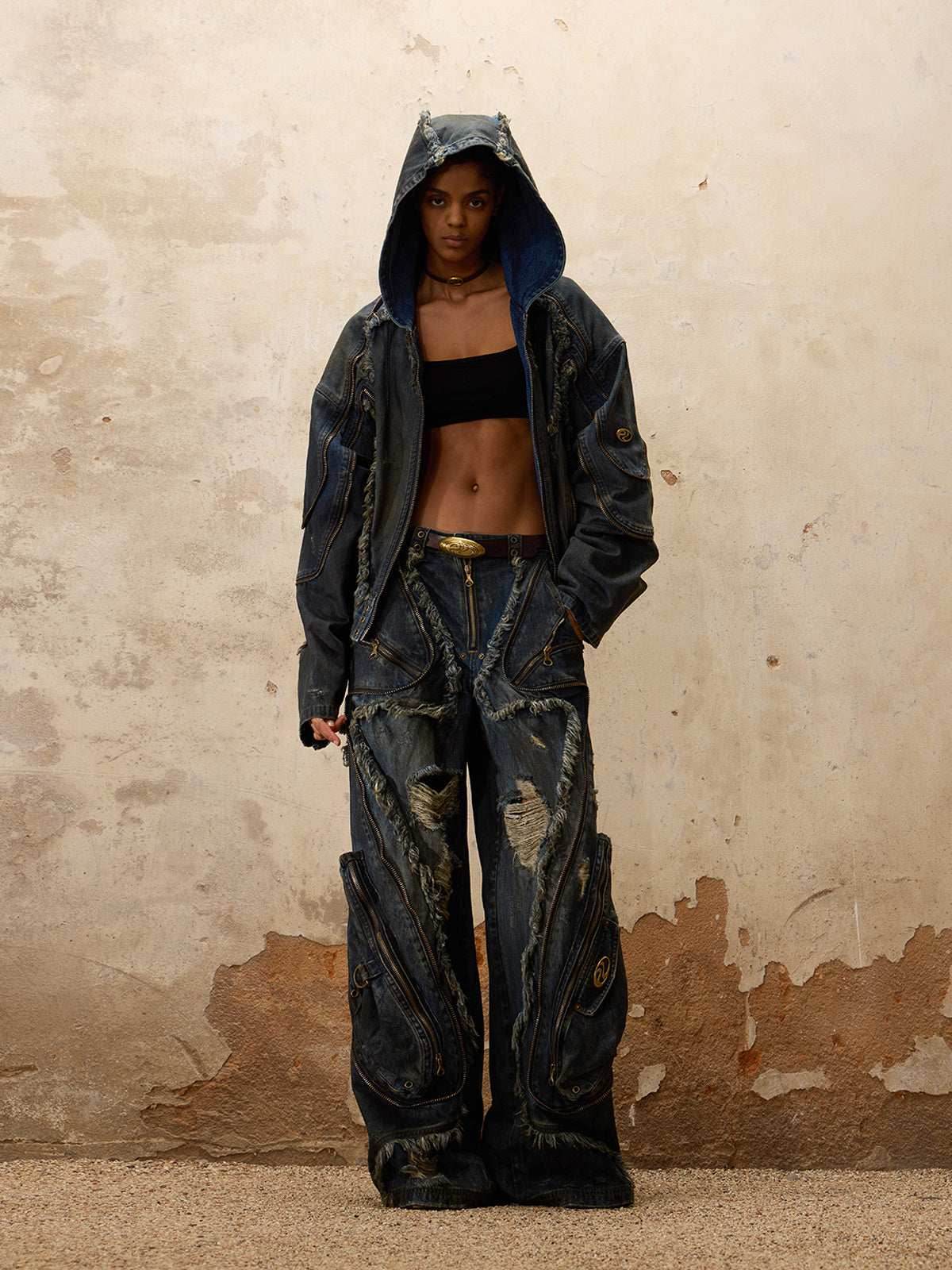Female Alien Structural Stained Jeans For Men And Women MuddyStock