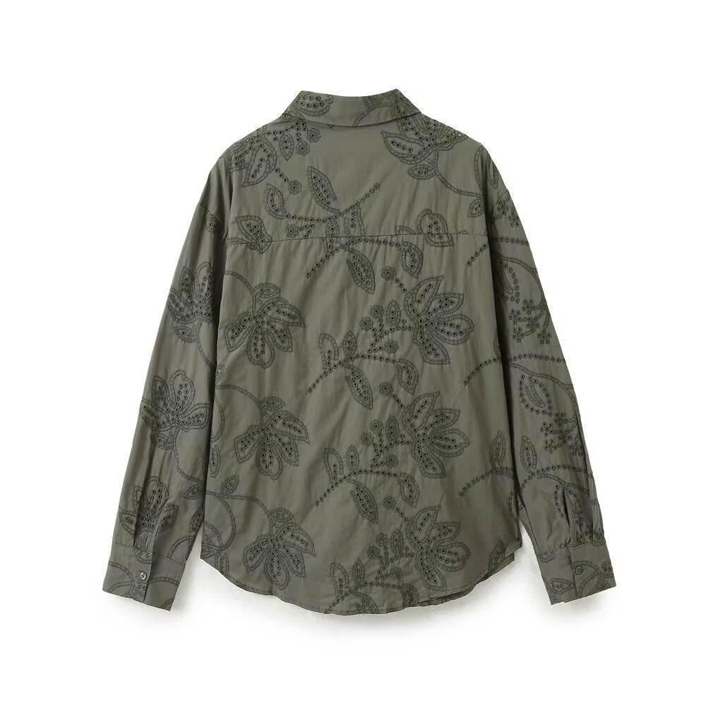 Simple and versatile loose embroidered shirt for women | MuddyStock Originals