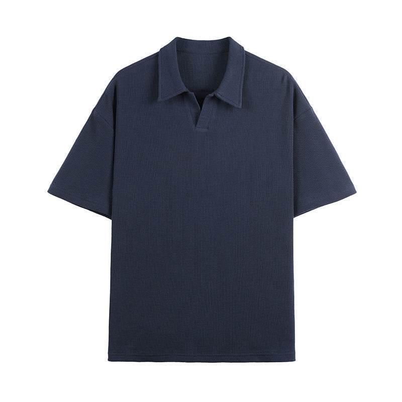 Fashion Simple Polo Shirt Loose Comfortable Men's T-shirt Sapphire Blue