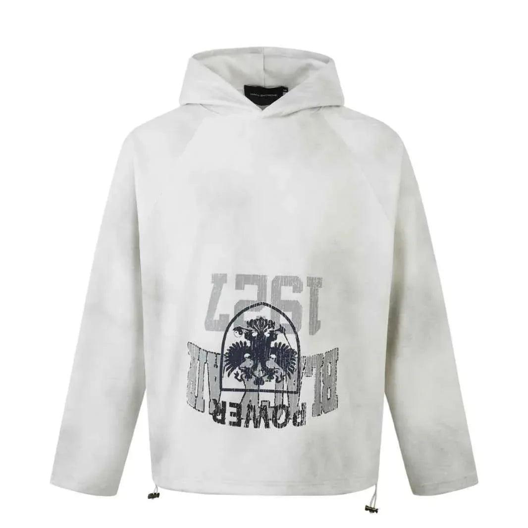 Batik Dirty Print Hoodie For Men And Women White