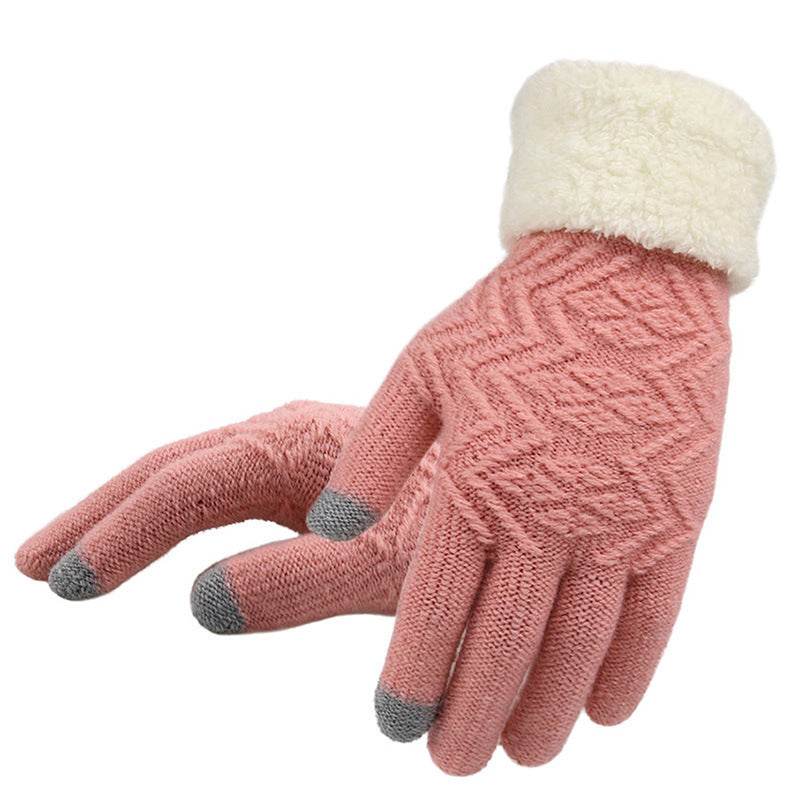 Winter knitted gloves Pink MuddyStock