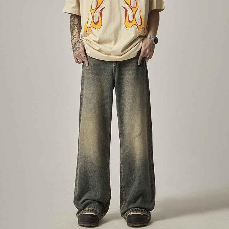 Straight Loose-fitting Wide-leg Trousers For Men