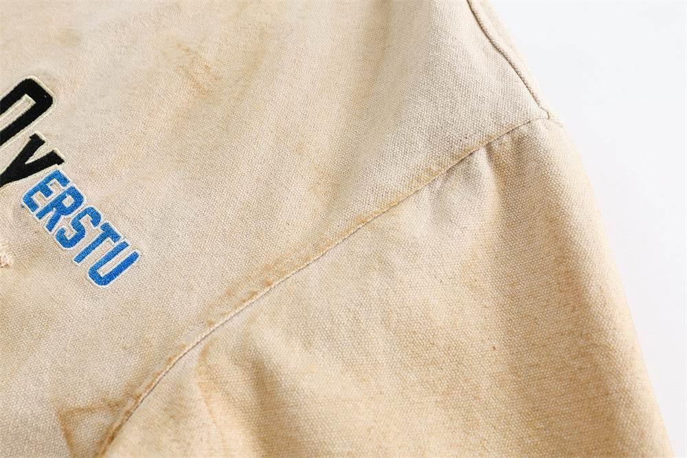 Embroidered Lapel Workwear Jacket For Men