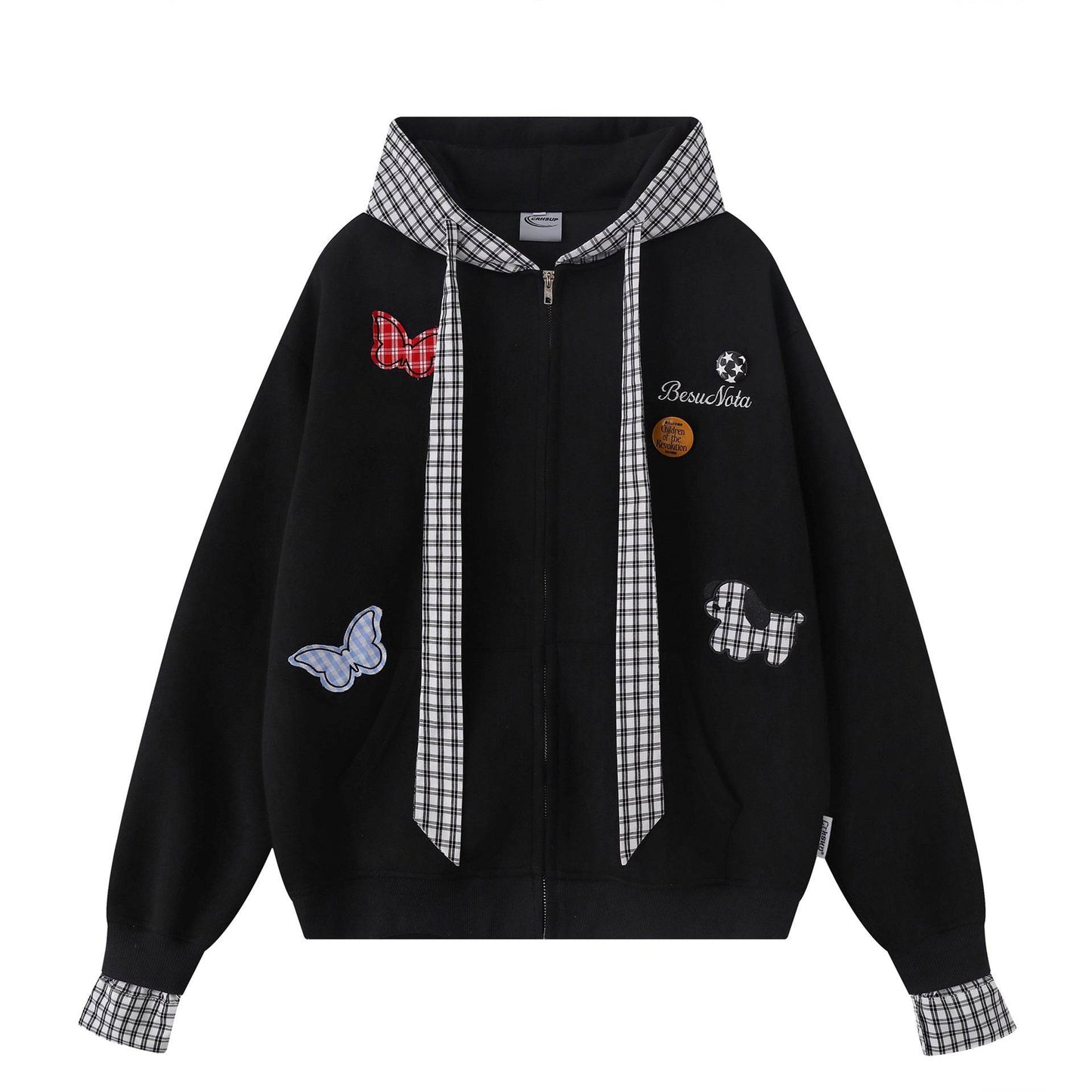 Retro Spliced Fake Two-Piece Loose Hoodie for Men and Women | MuddyStock Originals Black MuddyStock