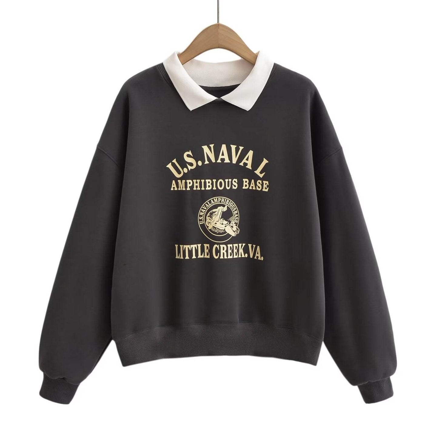 Letter printed sweatshirt for women | MuddyStock Originals Dark Gray One Size MuddyStock