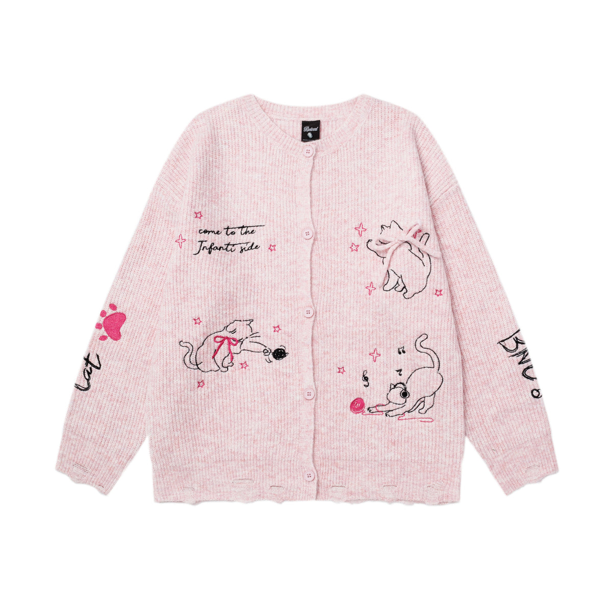 Cat knot jacquard sweater for women | MuddyStock Originals Pink