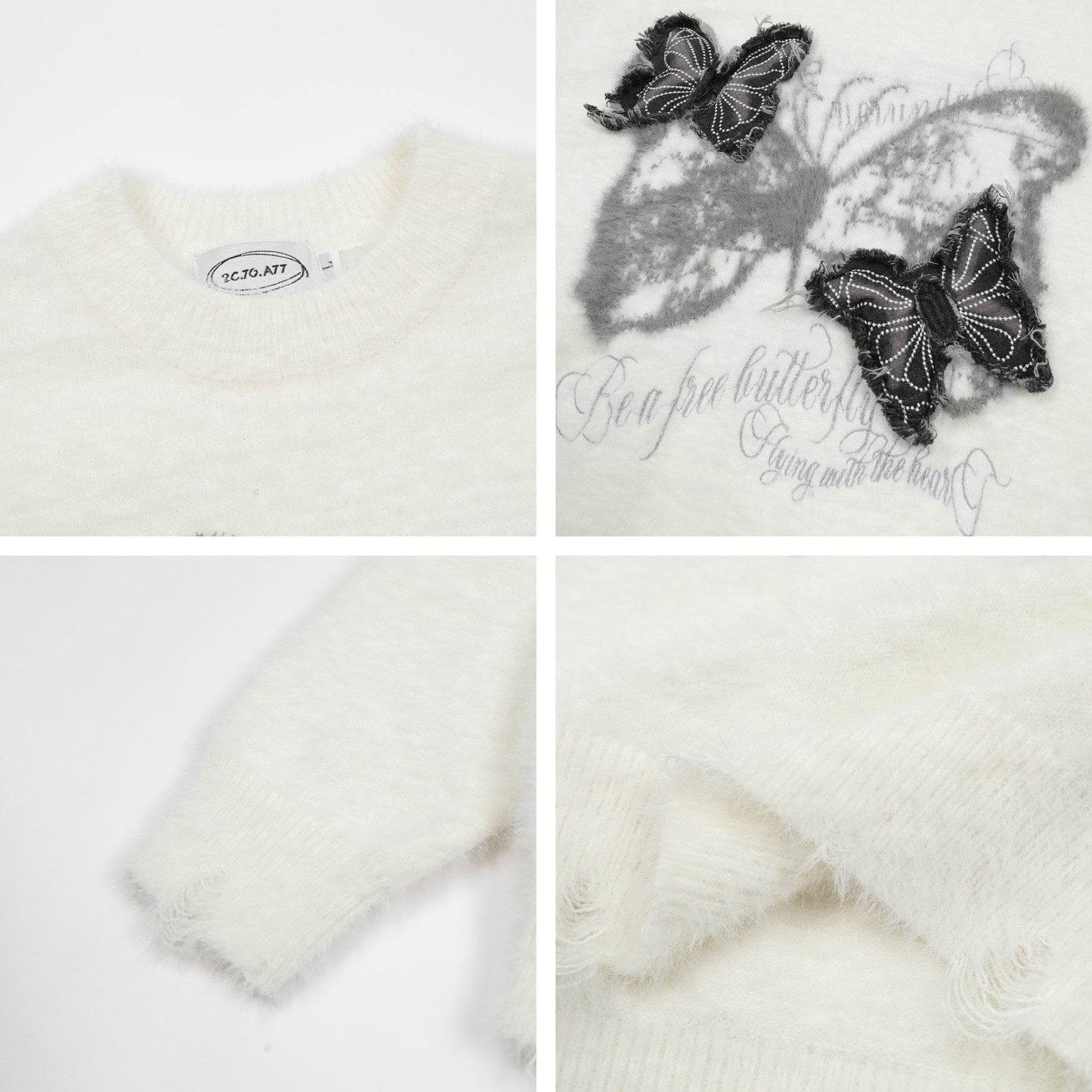 Jacquard Butterfly Applique Knit Sweater for Women | MuddyStock Originals MuddyStock
