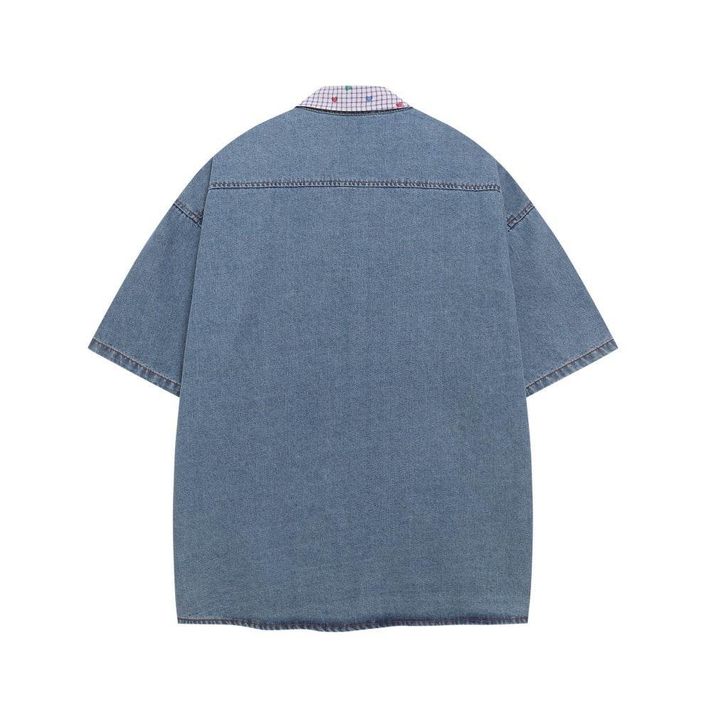 Embroidery Denim Short Sleeve Shirt For Women | MuddyStock Originals MuddyStock