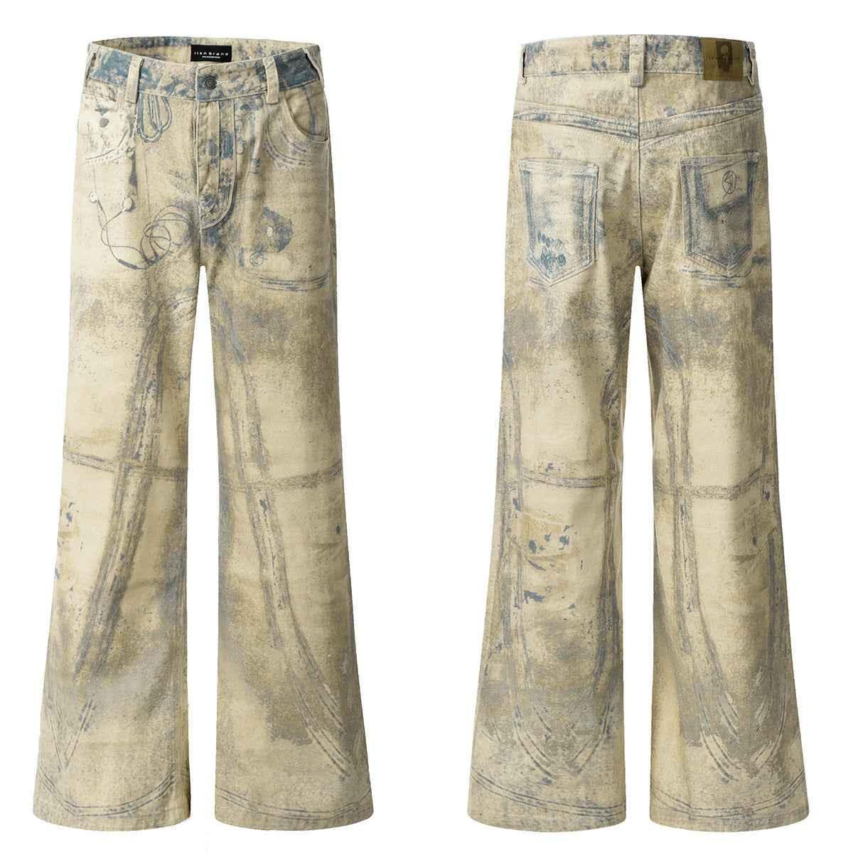 Printed Shell Pattern Denim Pants for Men and Women | MuddyStock Originals