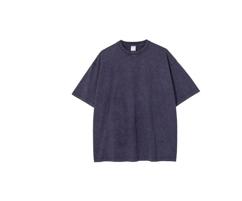New Crew Neck Cotton Batik Short Sleeve Basic T-Shirt Dark Purple MuddyStock