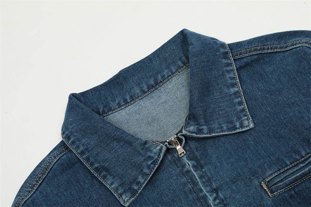 Creative Contrast Color Letter Printing Denim Jacket For Men And Women MuddyStock