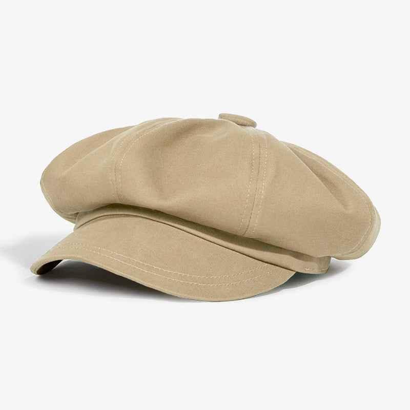 British Retro Hat Octagonal Cap Khaki