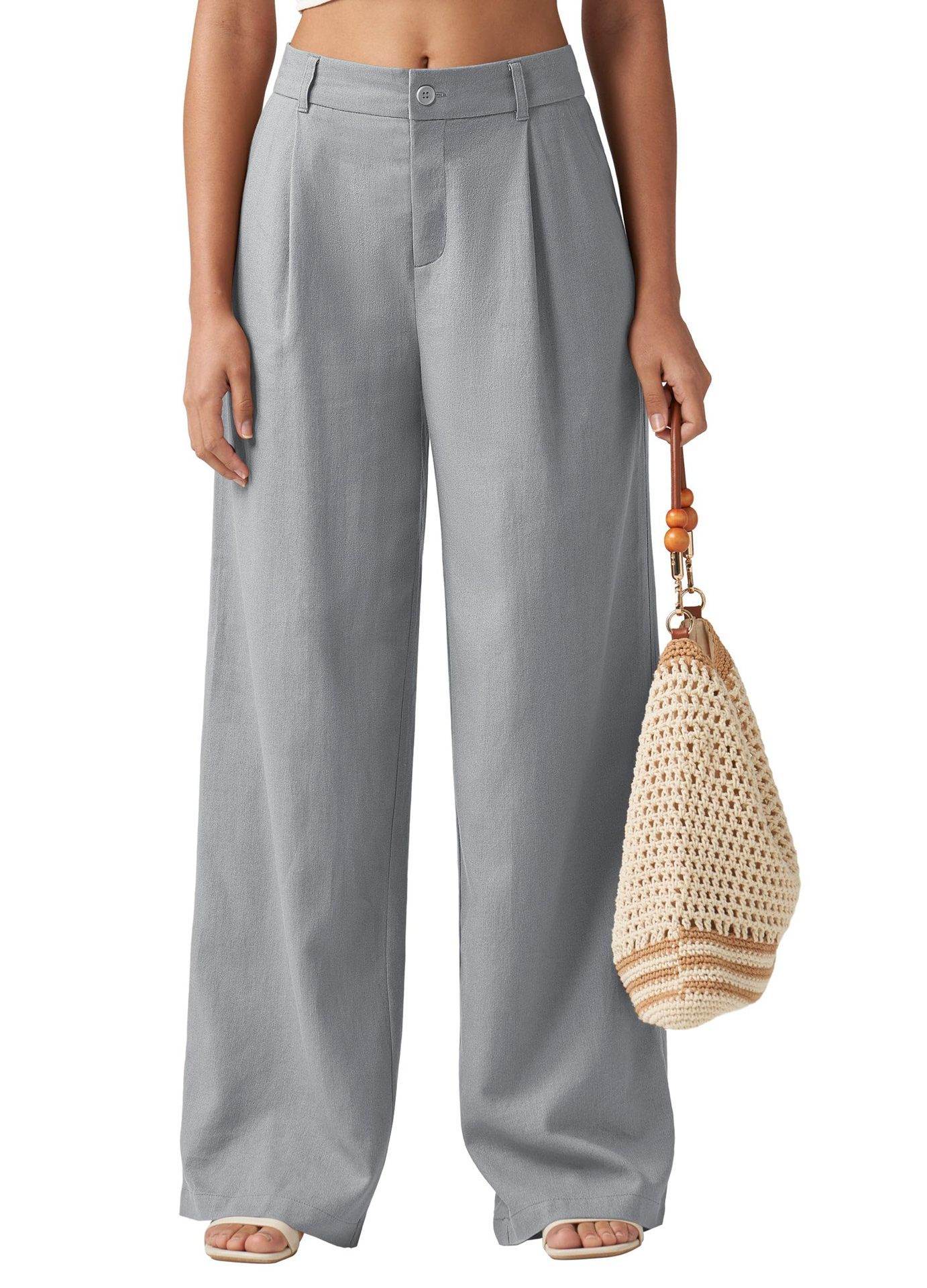 Loose Casual And Comfortable Pocket Straight-leg Pants For Women Sea Blue MuddyStock