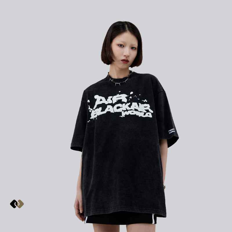 Men And Women Retro Graffiti Alphabet Personality Casual T-shirt MuddyStock
