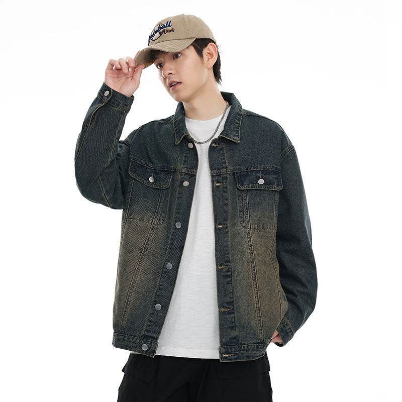 American Retro Washed Denim Jacket Fall And Winter Lapels Jacket MuddyStock