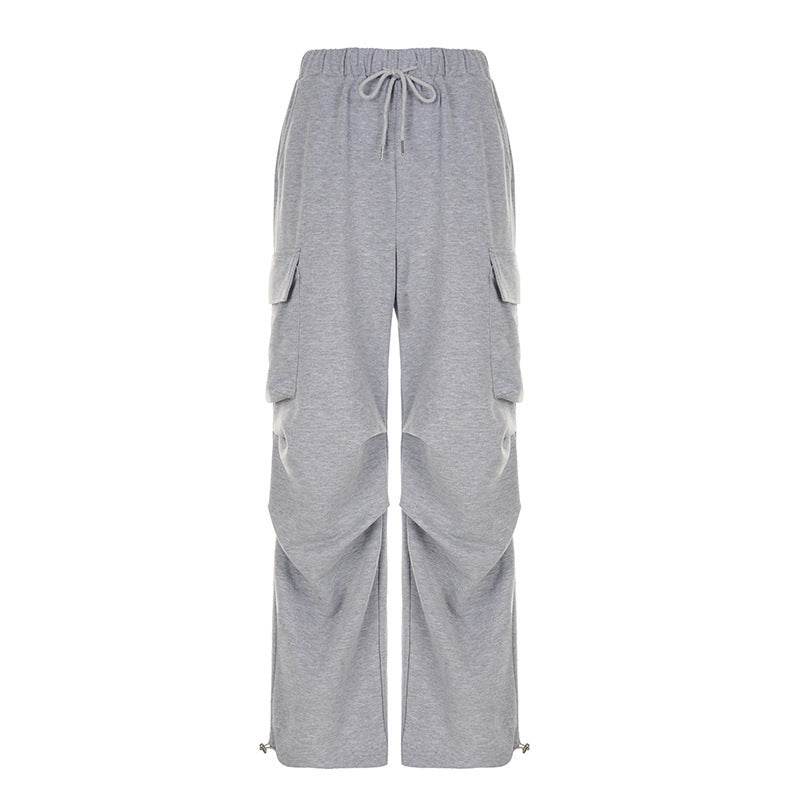 Autumn Sports Style Elastic Waistband Lace-up Casual Trousers MuddyStock