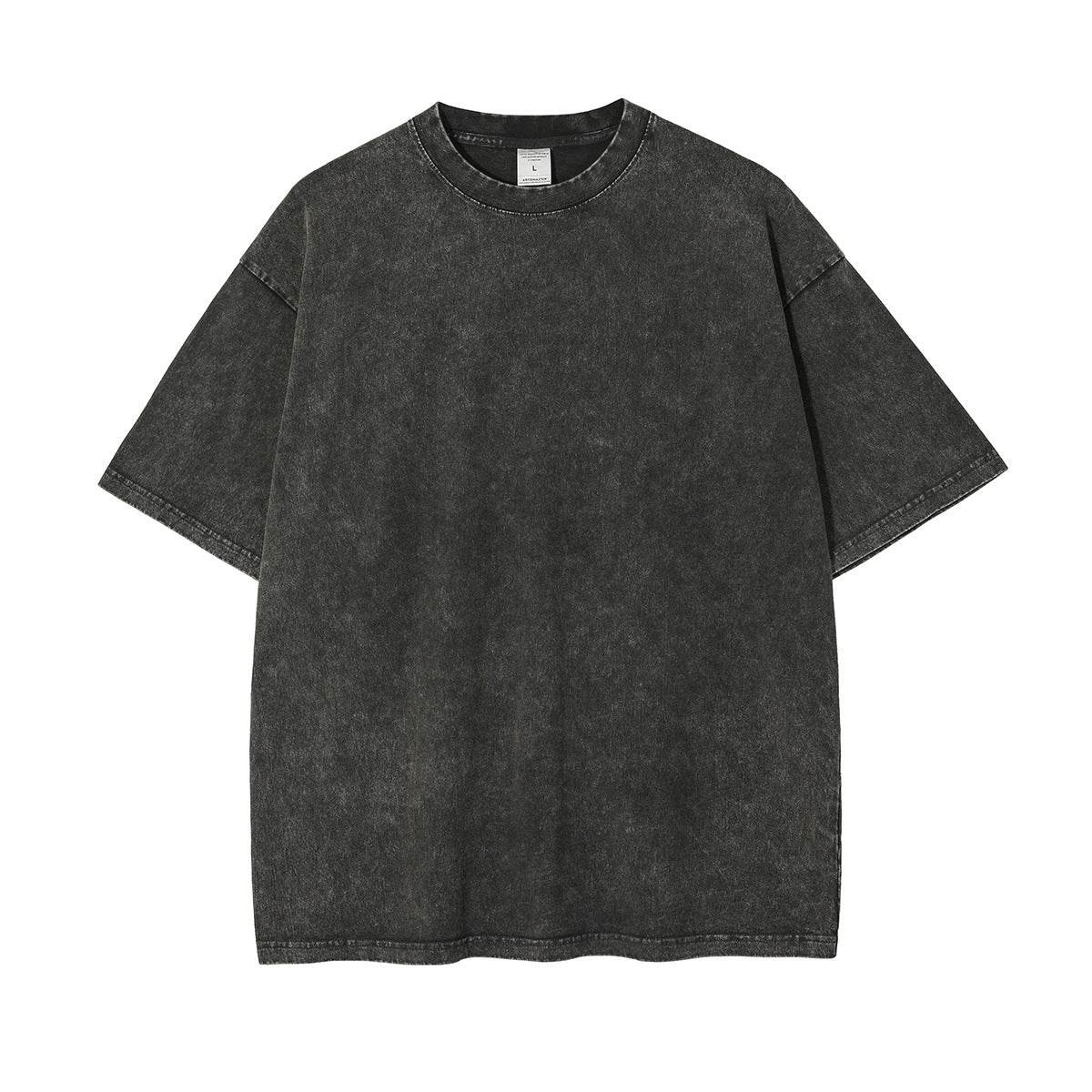 New Crew Neck Cotton Batik Short Sleeve Basic T-Shirt Dark Grey MuddyStock