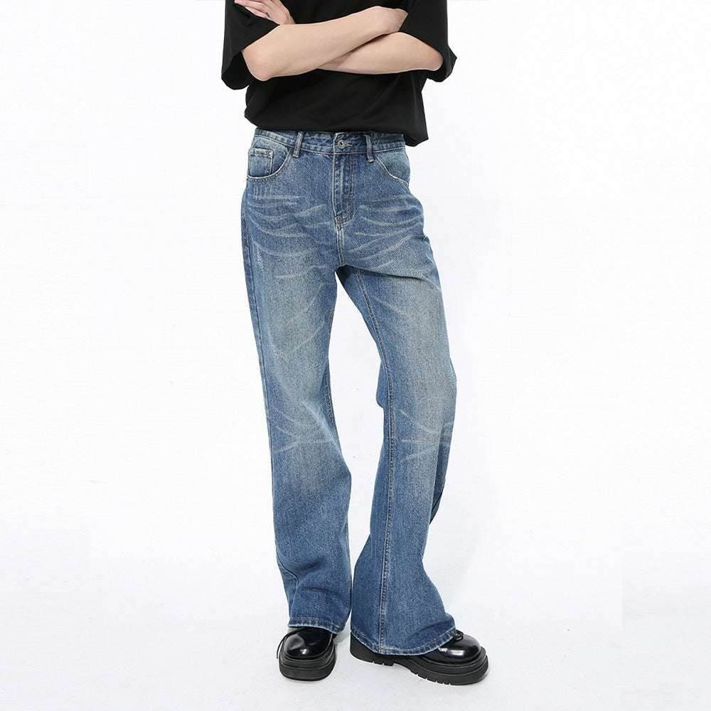Retro Slimming Water Ripple Slightly Flared Washed Jeans MuddyStock