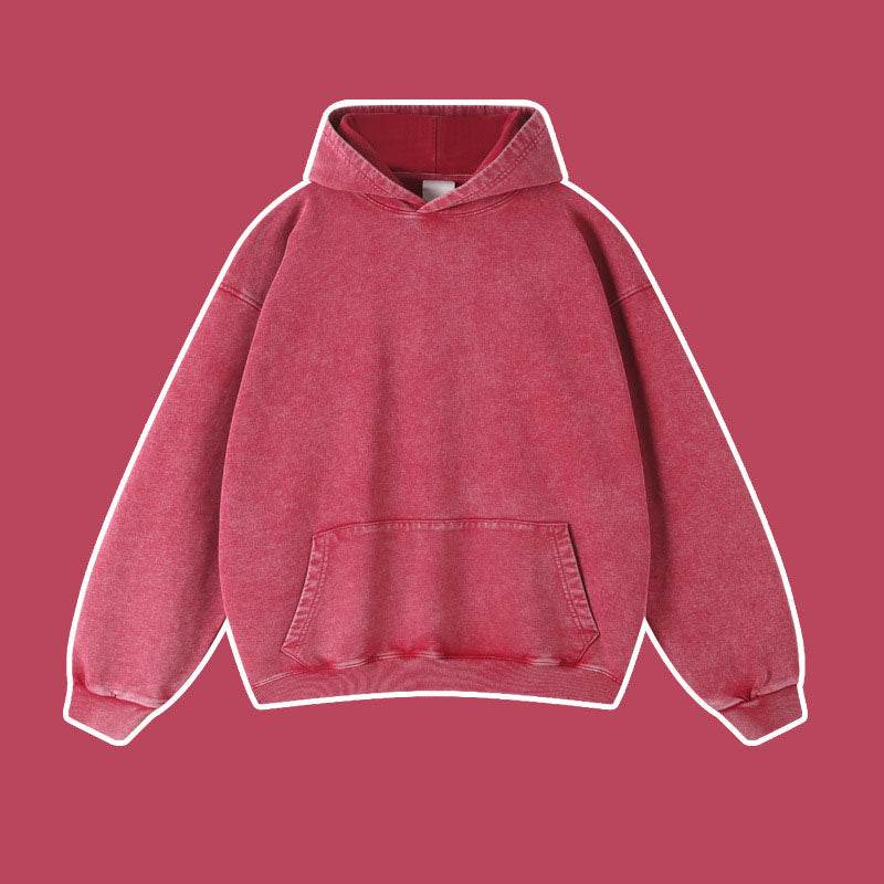 Vintage distressed washed pullover hoodie loose fitting unisex | MuddyStock Originals dark red MuddyStock