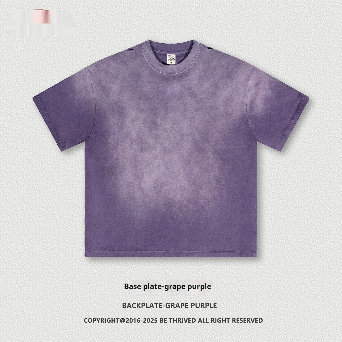 Retro Washed Round Neck Short Sleeve Men And Women Bottom Version Purple